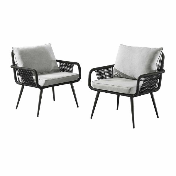 Guarderia 29 in. Andover All-Weather Outdoor Rope Chairs with Light Gray Cushions - Set of 2 GU3250833